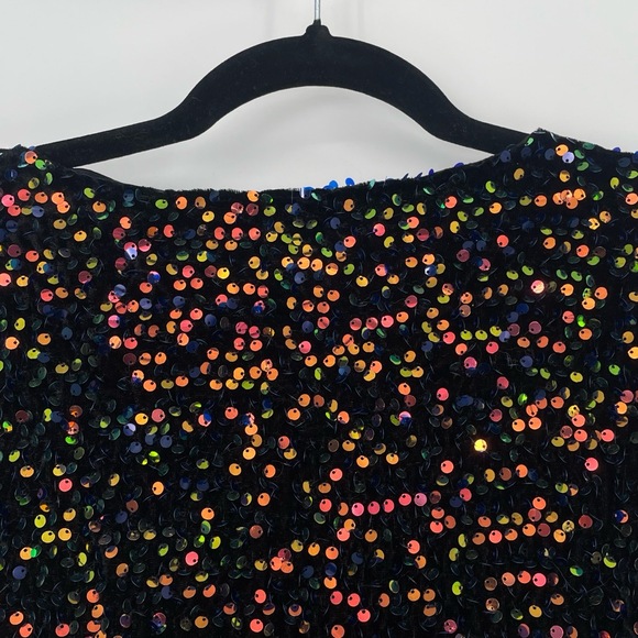 Evolutionary Women's Sequin Velour Long Sleeve Night Out Part Top Large - Picture 5 of 10